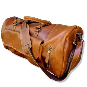The Denali Vintage Antique Saddle Brown Leather Weekender Duffel Bag