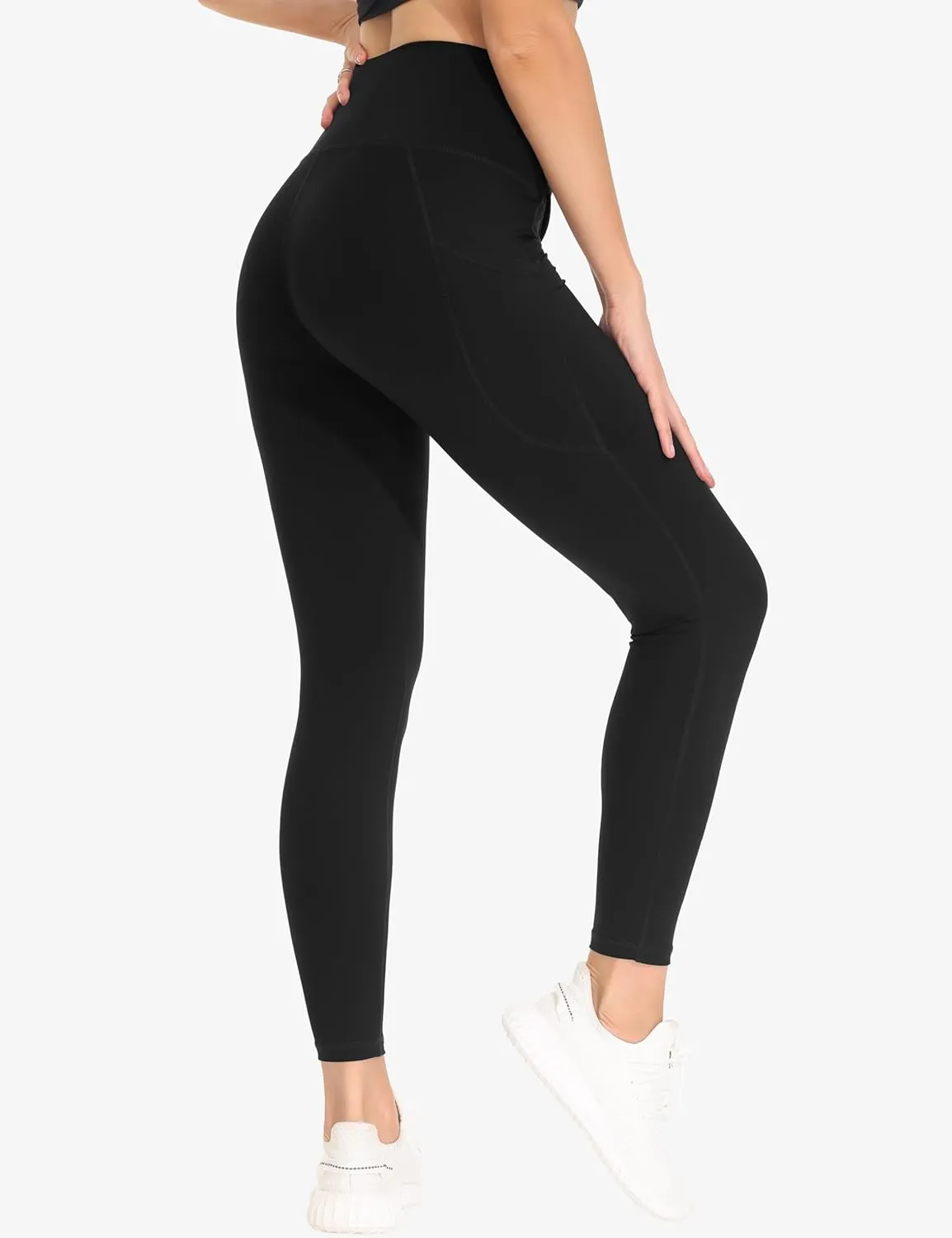 THE GYM PEOPLE Women's Cross Waist Workout Leggings Tummy Control High Waisted Athletic Yoga Pants with Pockets