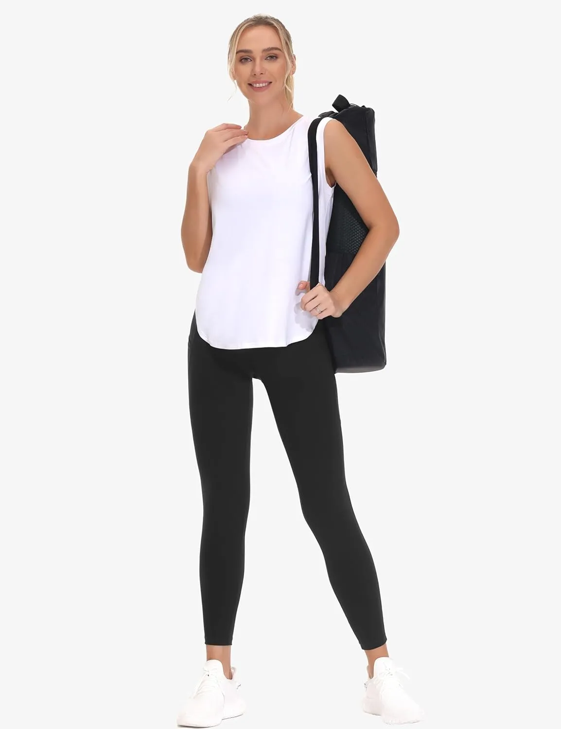 THE GYM PEOPLE Women's Cross Waist Workout Leggings Tummy Control High Waisted Athletic Yoga Pants with Pockets