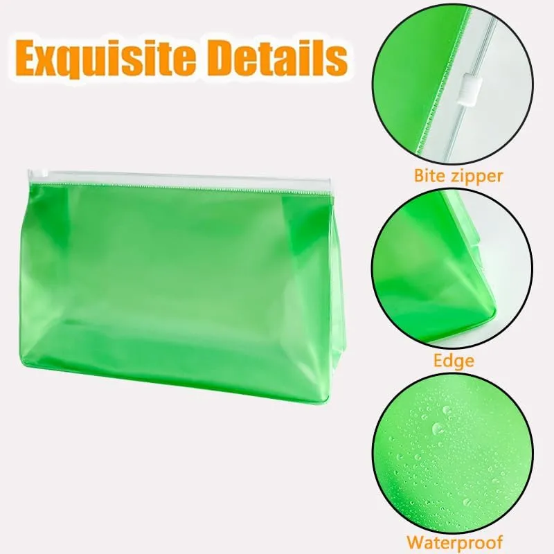 TSA Approved Frosted PVC Clear Toiletry Bag, TSA Approved Plastic PVC Makeup Pouch with Zipper, 9.84 x 5.91 x 2.76 inches, Yellow for Carry-on Travel Essentials (Green)