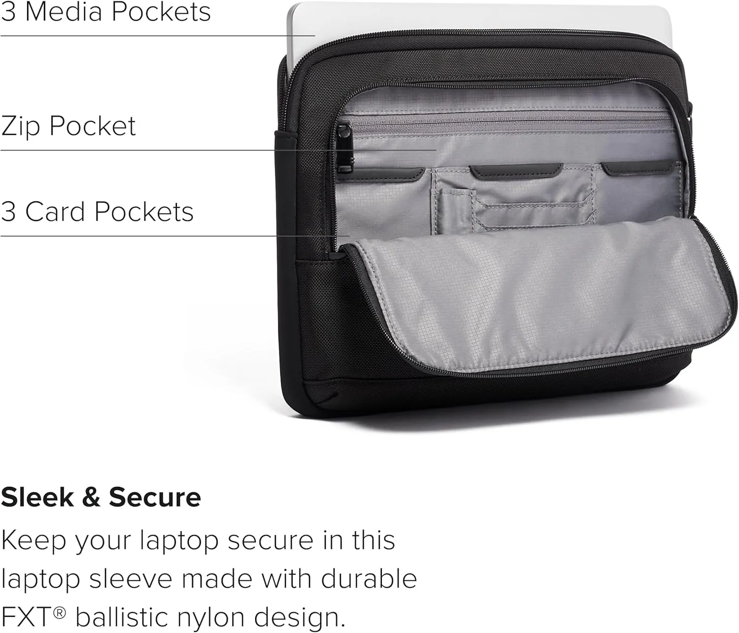 Tumi Alpha 3 Medium Laptop Cover - Black - Black