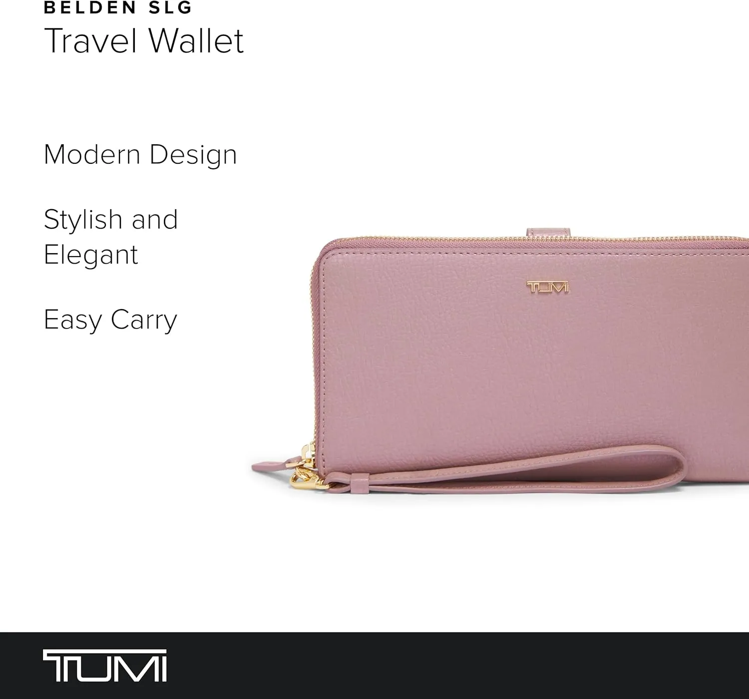 TUMI - Belden Travel Wallet - Leather Passport Wallet - Premium Card Wallet - ID Wallet - 4.5" X 8.8" X 1.0" - Pearl Pink