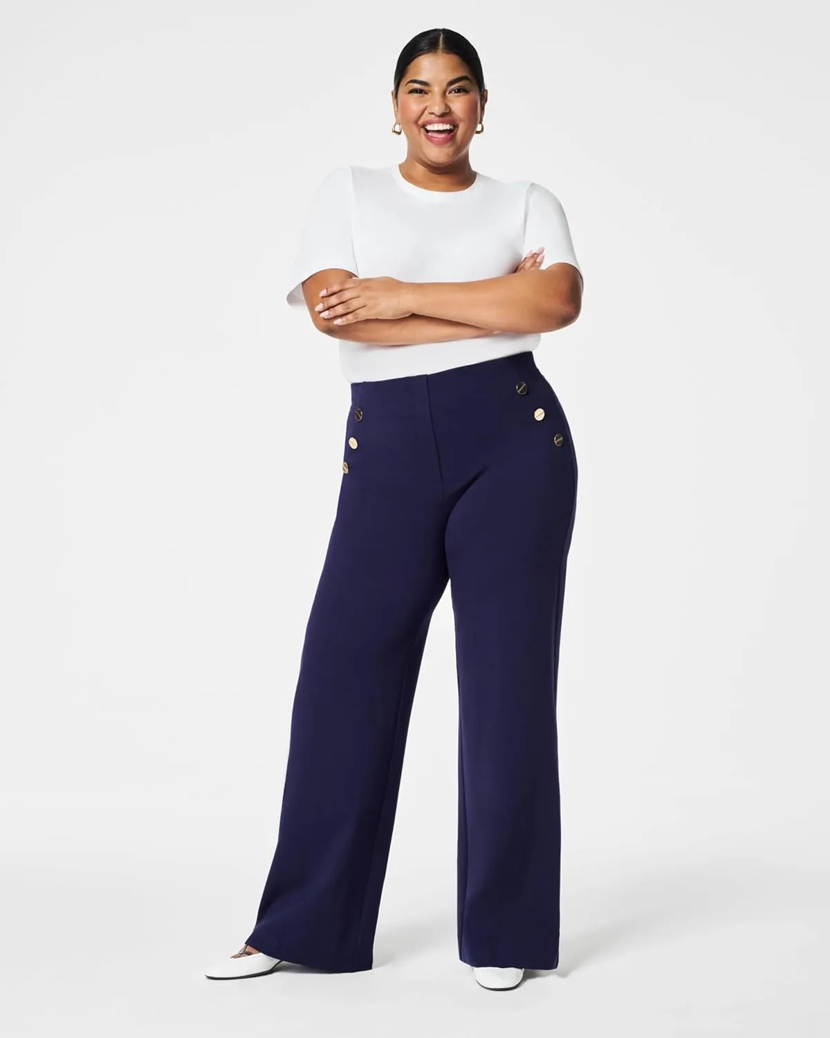 Tummy Control Button Wide Leg Pant,High Waisted Leggings Tummy Control,Wide Leg Pants Woman,Tummy Control Pants