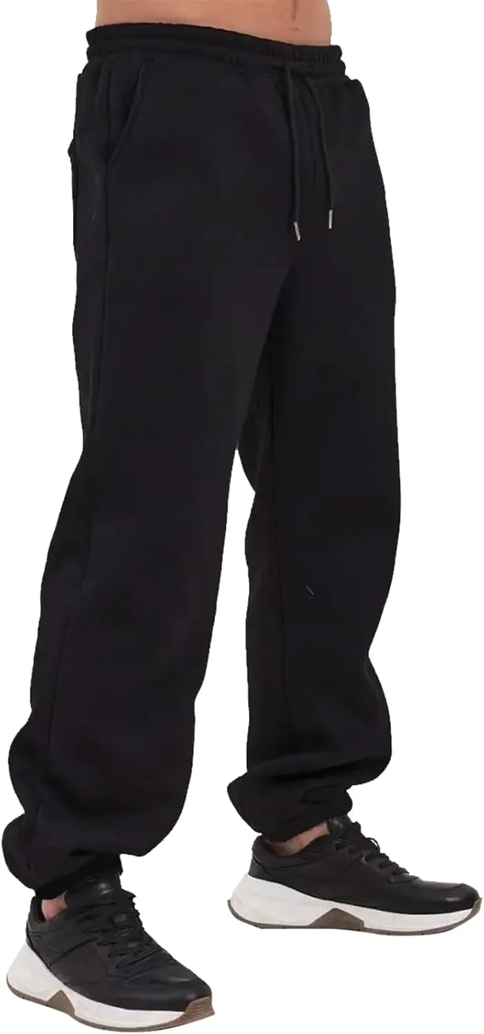 TUVEKE Fleece Jogger Sweatpants for Men with Pockets Bottom Athletic Sweat Pants Workout Running Casual Gym Size Small to 3XL