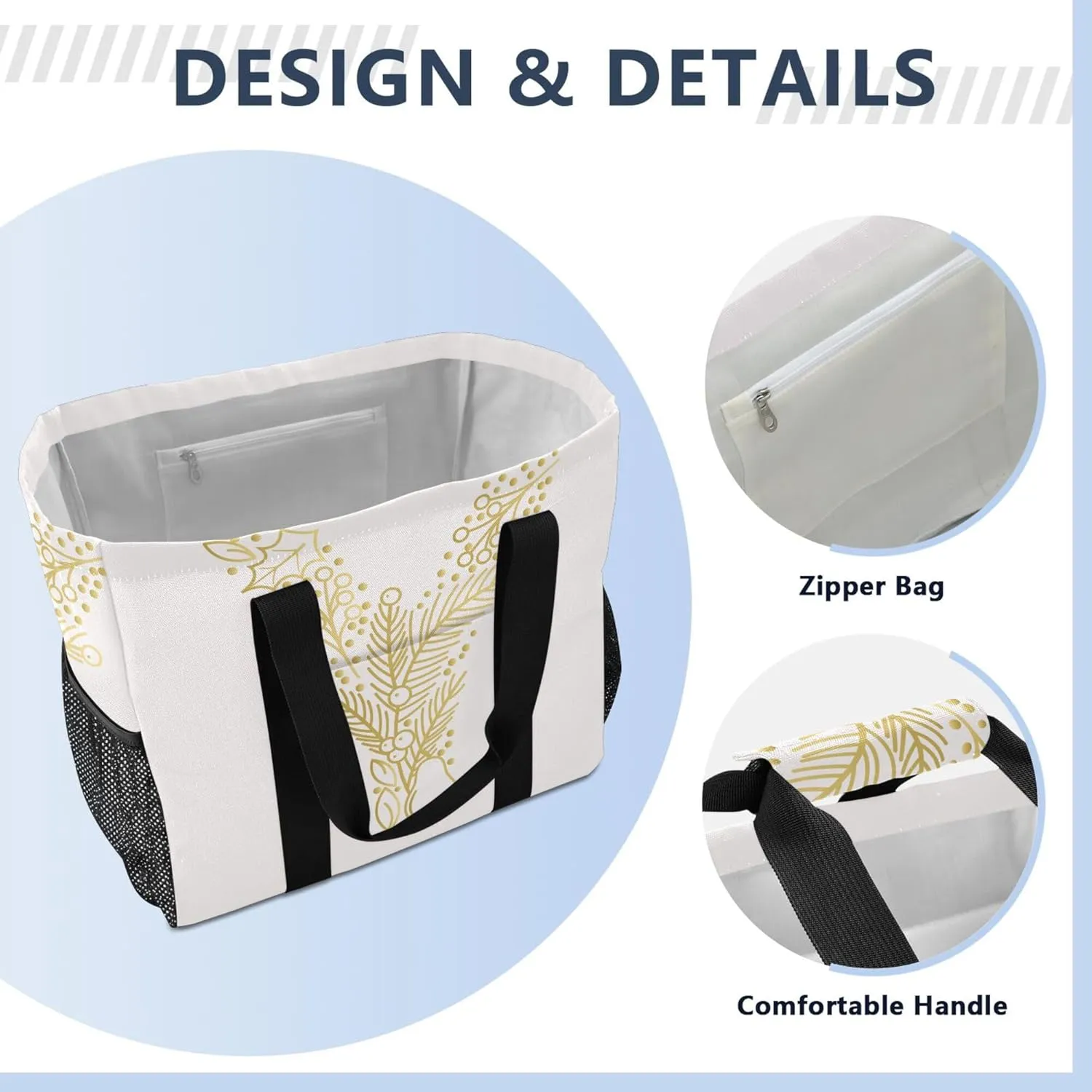 Utility Bag Collapsable Beach Tote With Compartments with Handles Carrying Bag