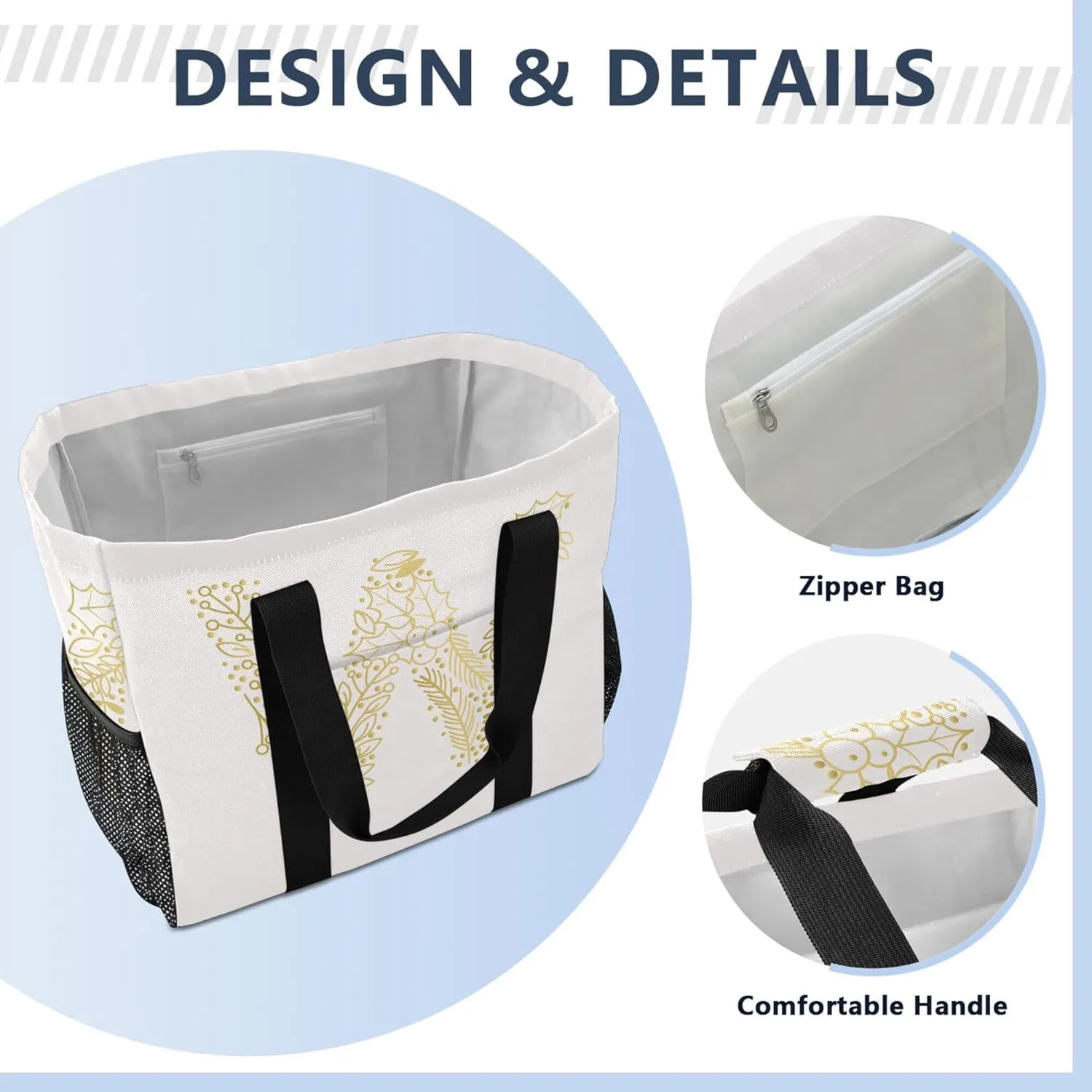 Utility Bag Collapsable Beach Tote With Compartments with Handles Carrying Bag
