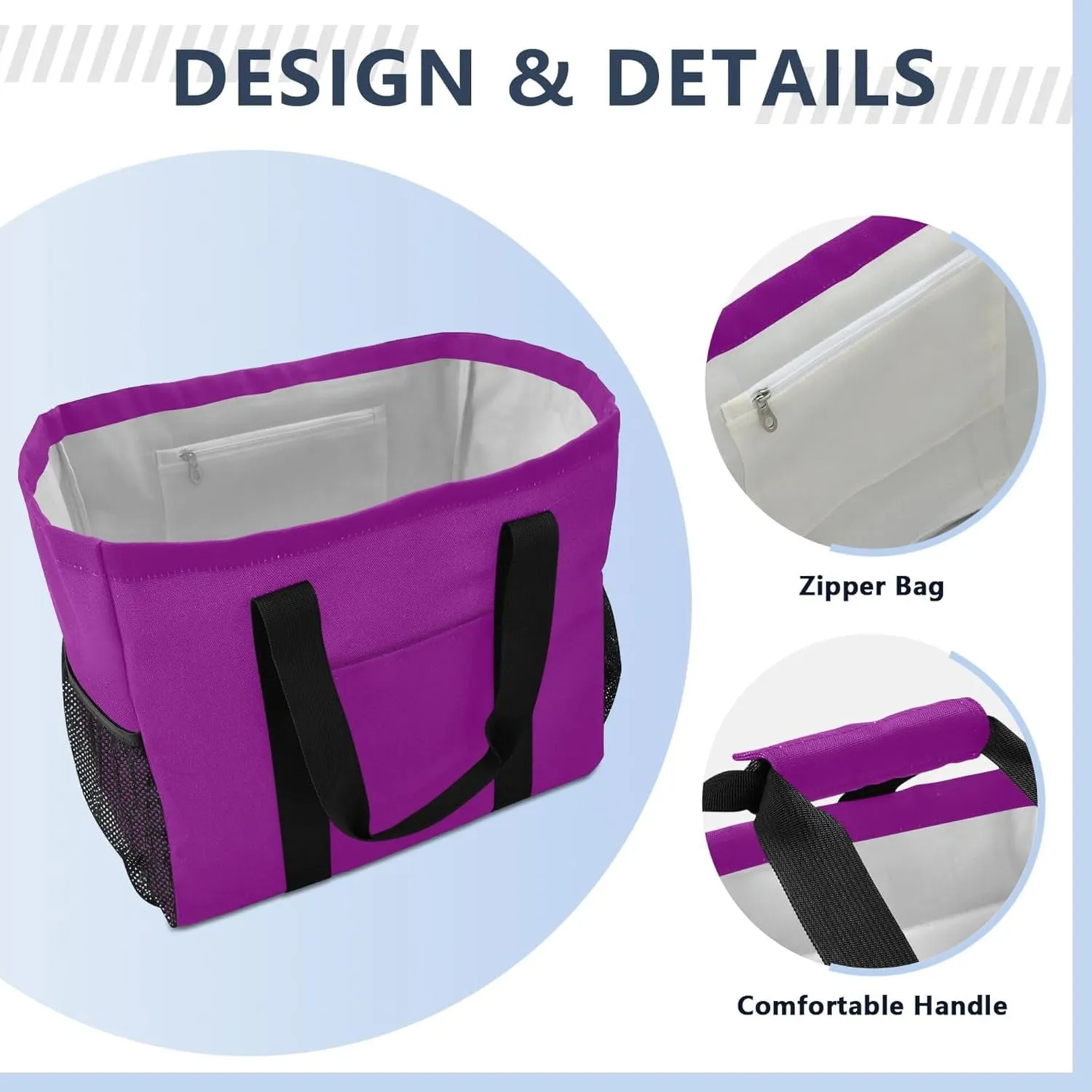 Utility Tote Bag Collapsable Beach Bag Waterproof Canvas Carrying Bag