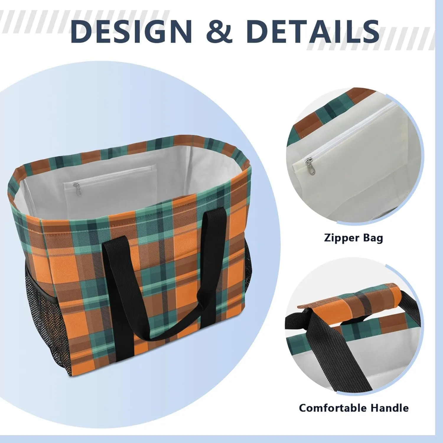 Utility Tote Bag For Women Foldable Beach Tote Bag With Compartments Canvas Carrying Tote