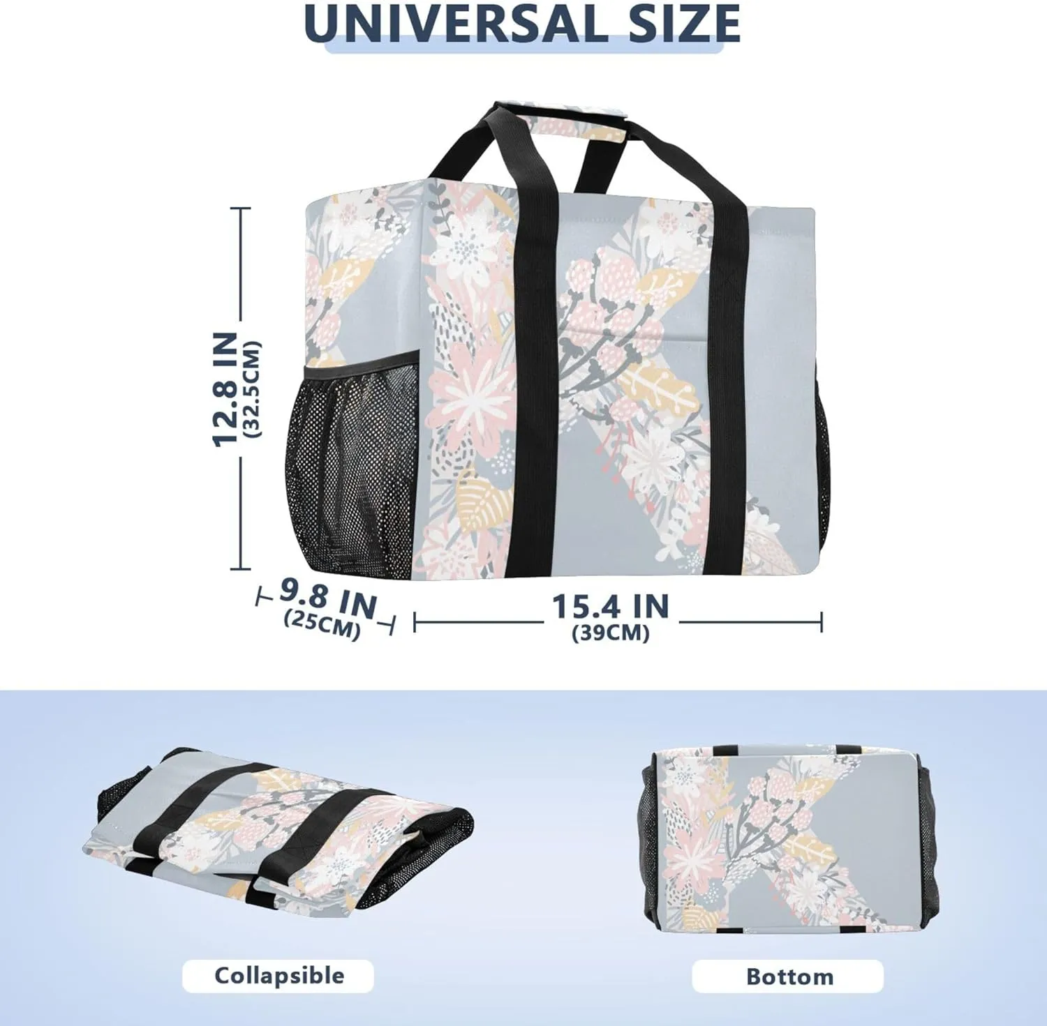 Utility Tote Foldable Beach Tote Bag Waterproof with Handles Canvas Laundry Bag