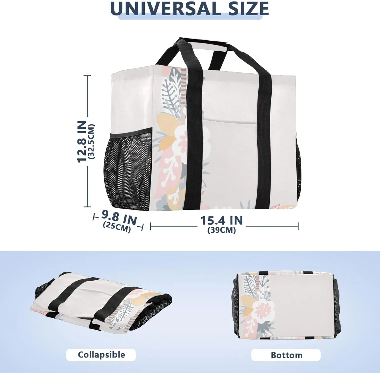 Utility Tote Foldable Beach Tote Bag Waterproof with Handles Canvas Laundry Bag