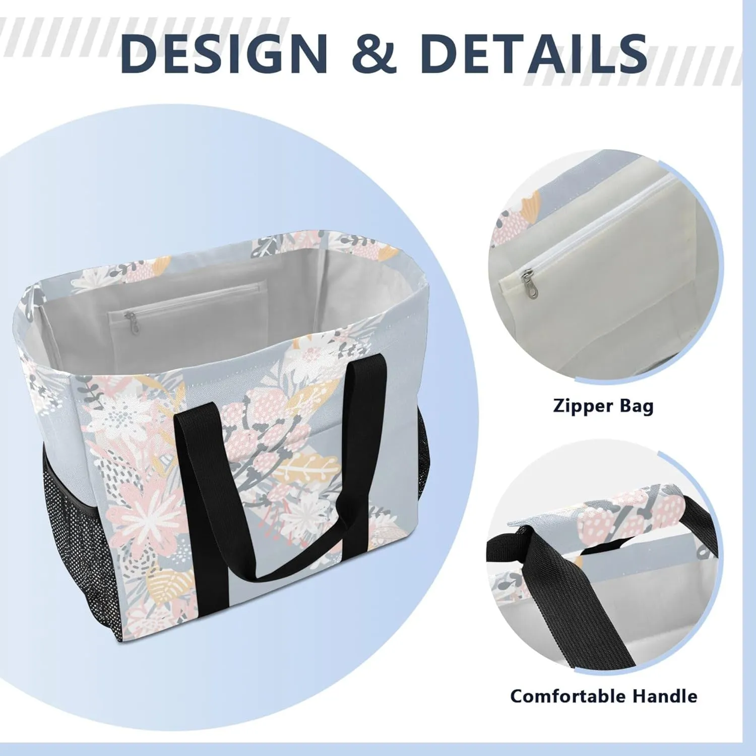 Utility Tote Foldable Beach Tote Bag Waterproof with Handles Canvas Laundry Bag