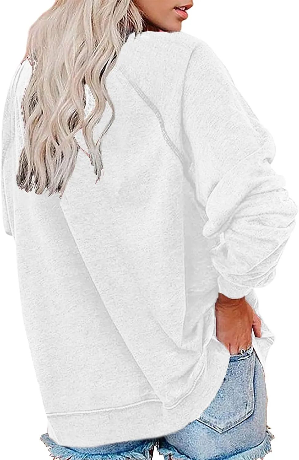 Vdnerjg Women's New York Letter Print Sweatshirt Crewneck Long Sleeve Casual Loose Fit Pullover Shirt