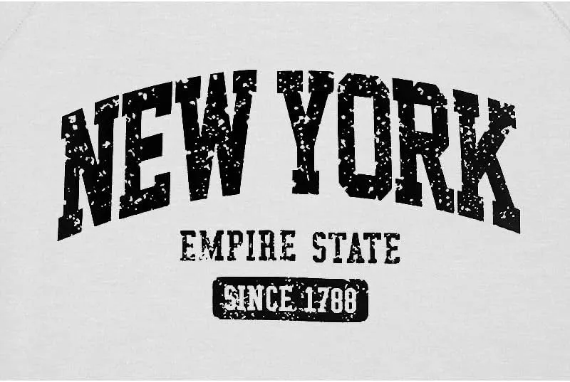 Vdnerjg Women's New York Letter Print Sweatshirt Crewneck Long Sleeve Casual Loose Fit Pullover Shirt