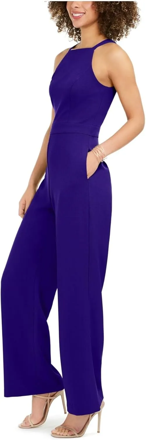 Vince Camuto Women's Sleeveless High Square Neck Crepe Jumpsuit
