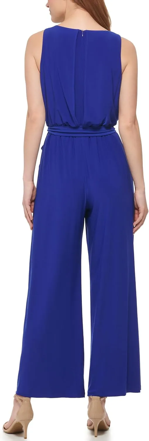 Vince Camuto Womens Sleeveless Keyhole Tie Waist Jumpsuit