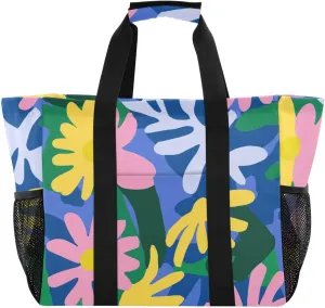 Vivid Color Blooms Utility Tote Bag Collapsable Beach Tote Sandproof Shopping Bags Reusable Canvas Laundry Bags