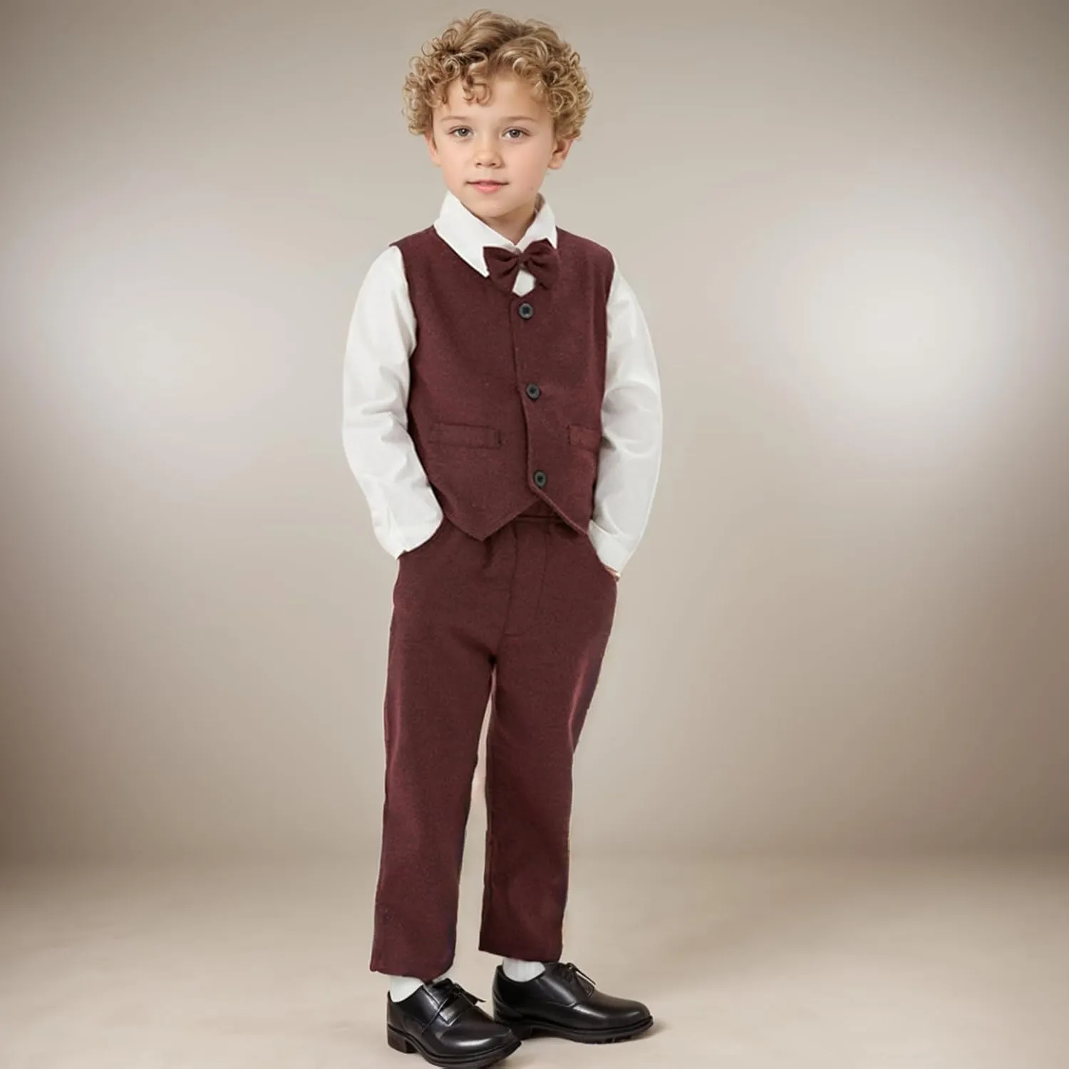 Volunboy Baby Boy Suit Toddler Formal Outfit Kids 3 Piece Vest Gentleman Clothes Long Sleeve Shirt and Pants Set