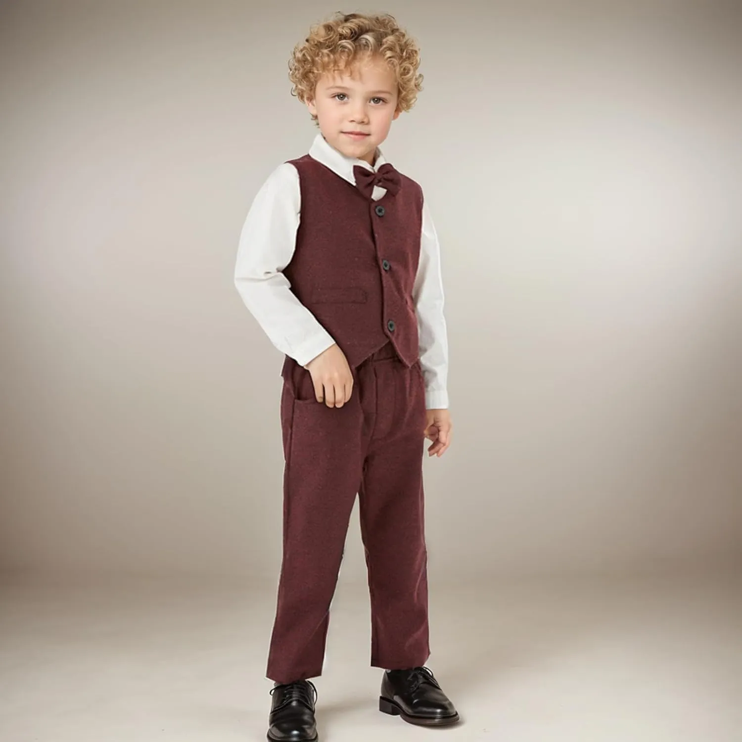 Volunboy Baby Boy Suit Toddler Formal Outfit Kids 3 Piece Vest Gentleman Clothes Long Sleeve Shirt and Pants Set