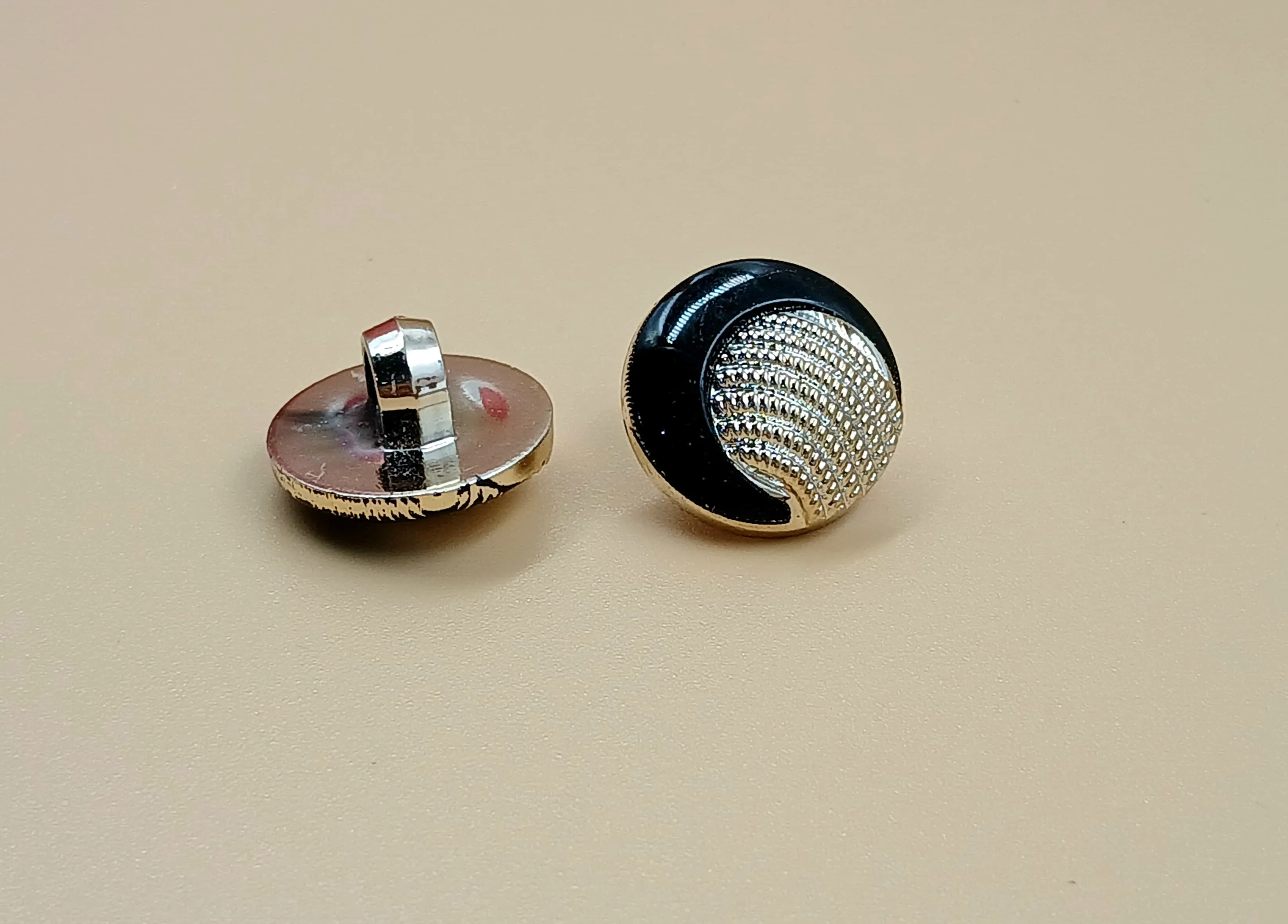 White & Black Circular Down Hole Polyester Buttons
