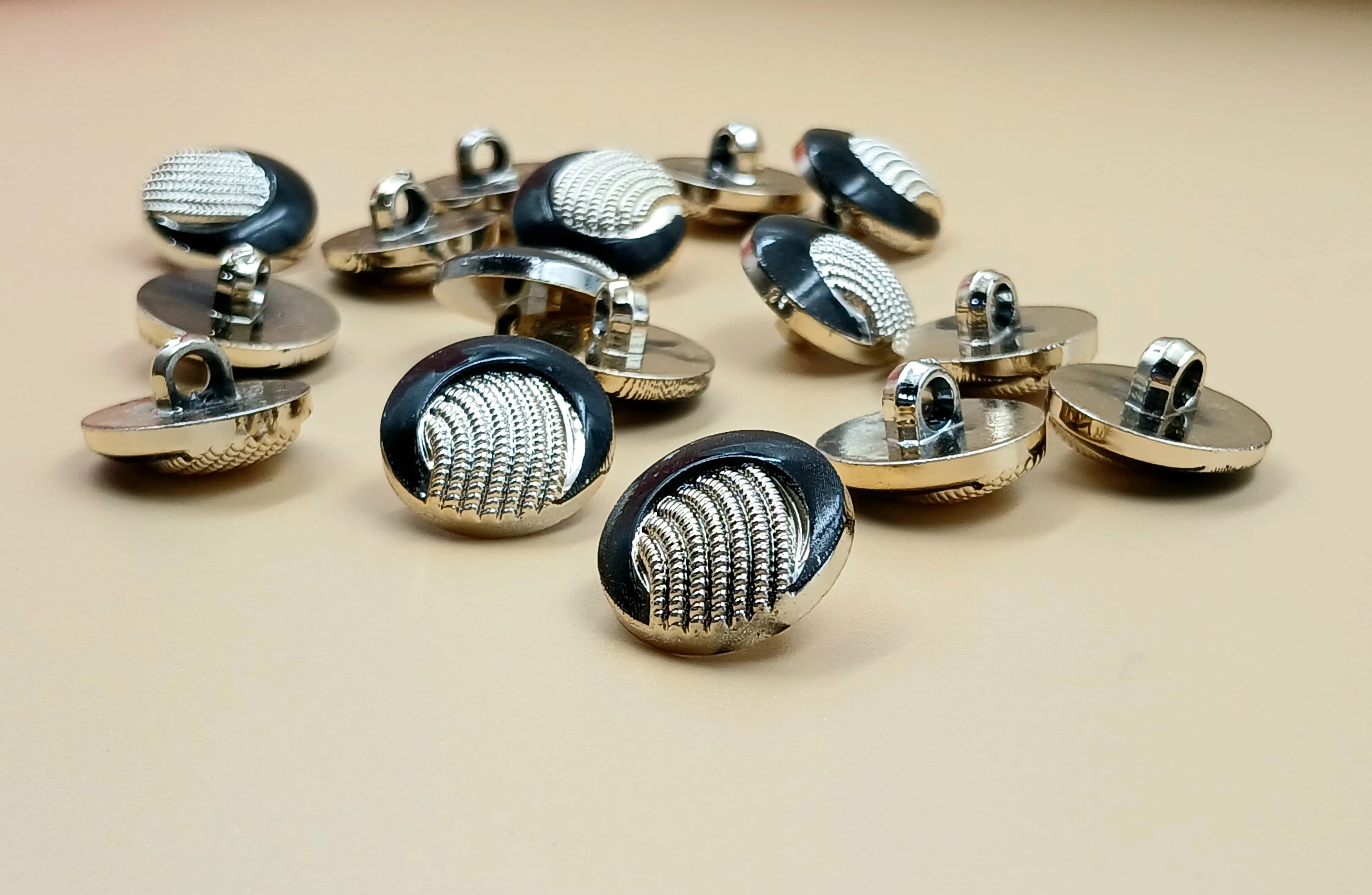 White & Black Circular Down Hole Polyester Buttons