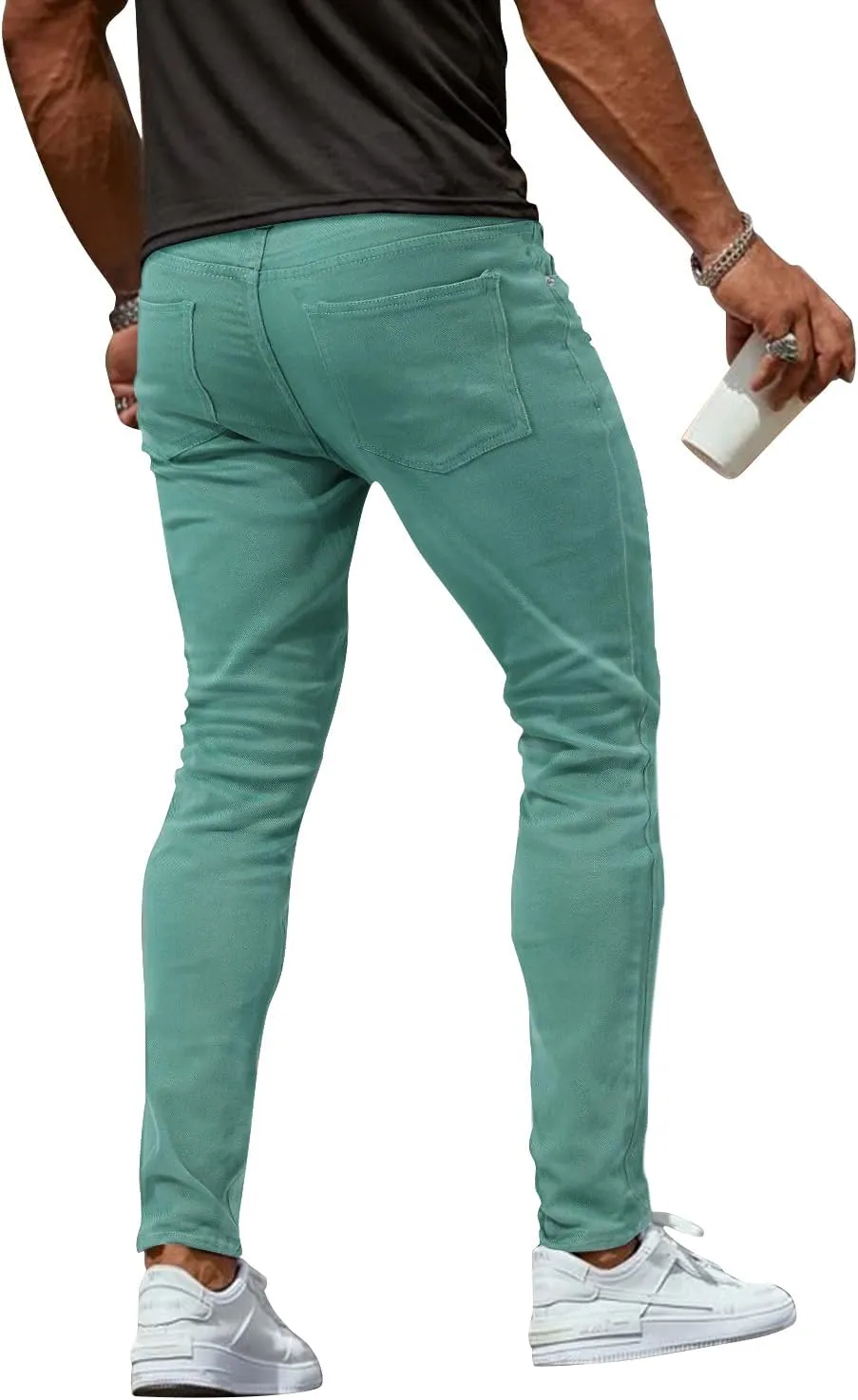 Woenzaia Mens Jeans Slim Fit Skinny Denim Stretch Tapered Jean Pants