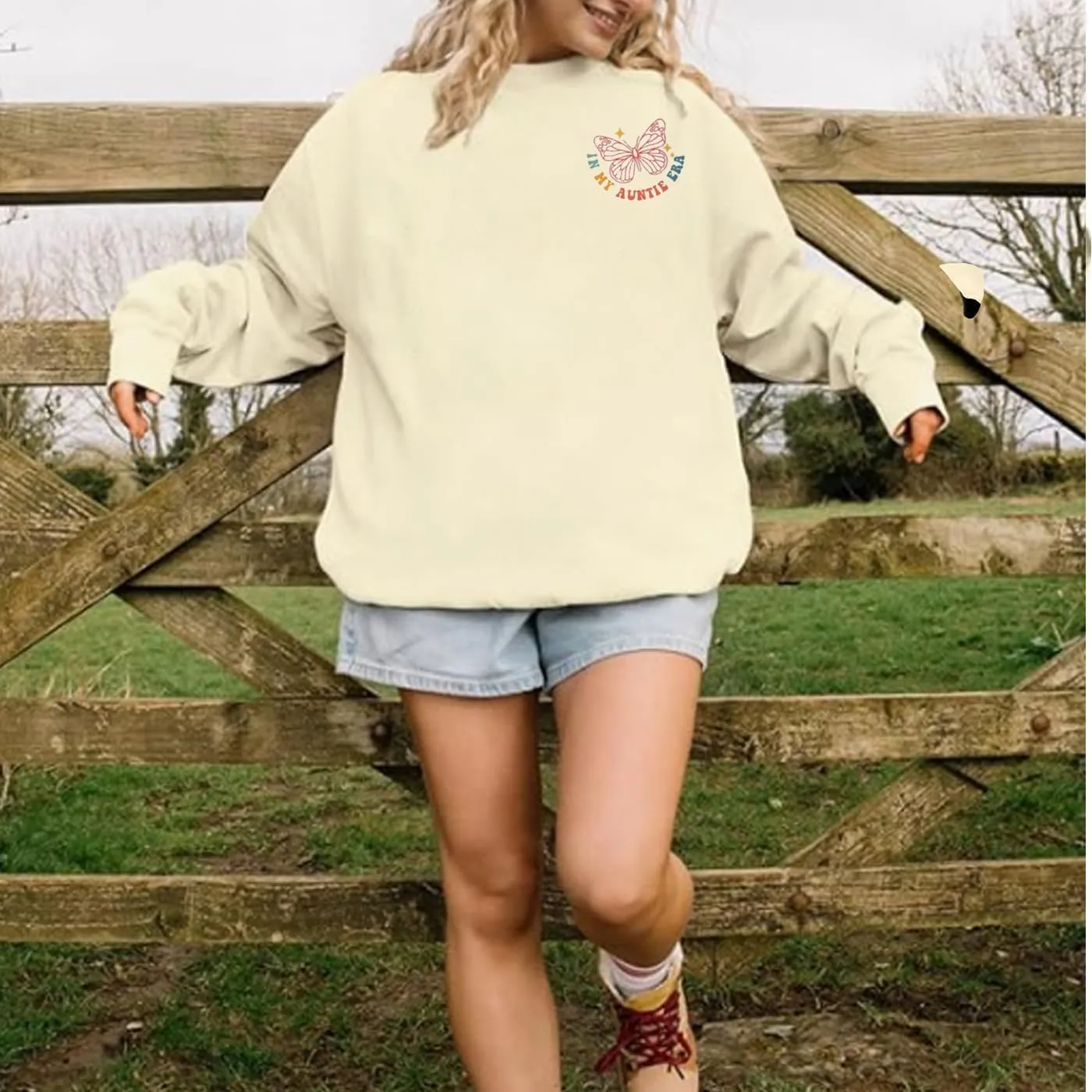 Womens Aunt Sweatshirt Loose Oversized In My Auntie Era Crewneck Pullover Letter Print Casual Sweatshirts