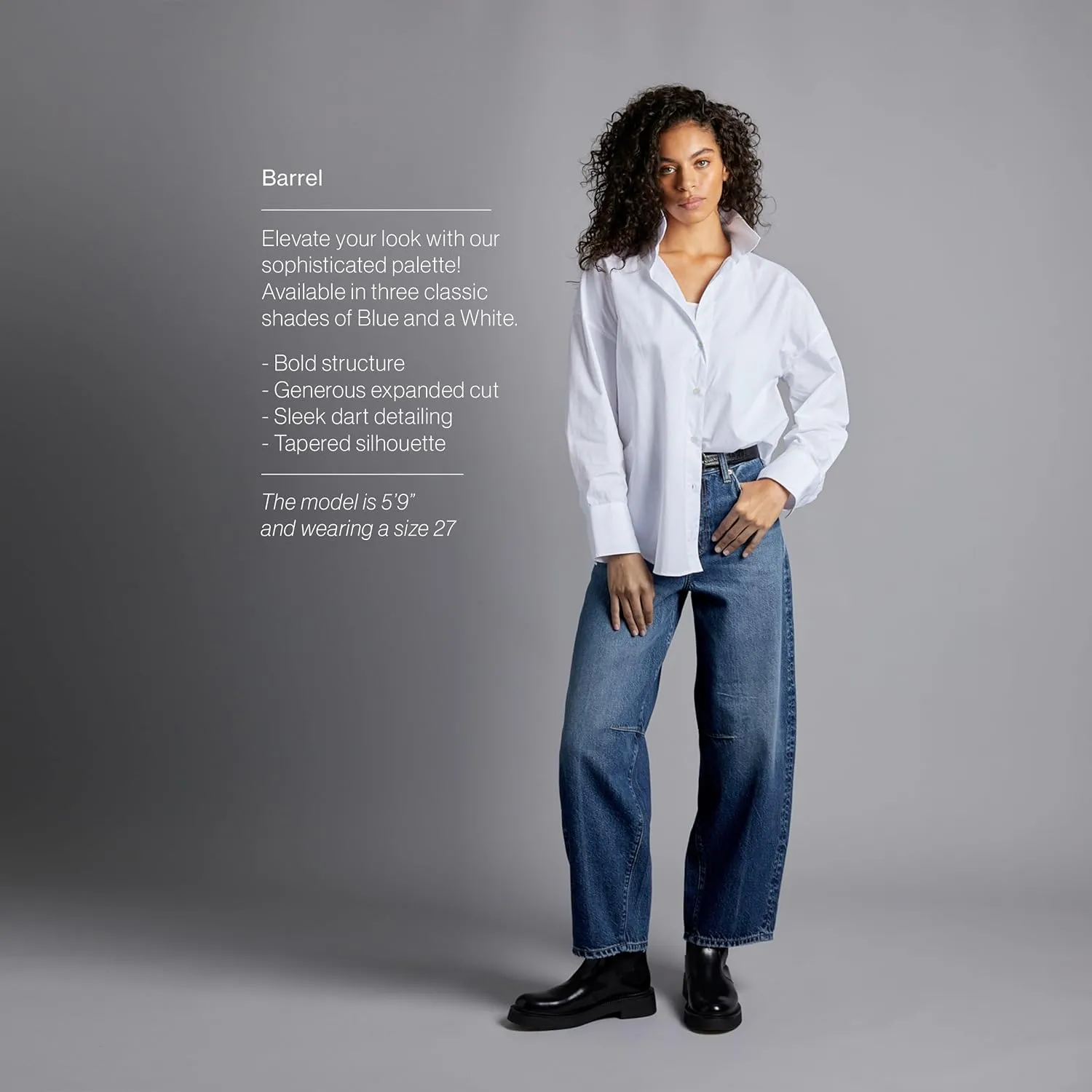 Womens Baggy Barrel Jeans Wide Leg Mid Rise Premium Denim Pants