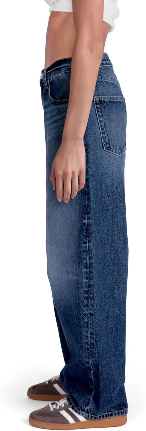 Womens Baggy Barrel Jeans Wide Leg Mid Rise Premium Denim Pants