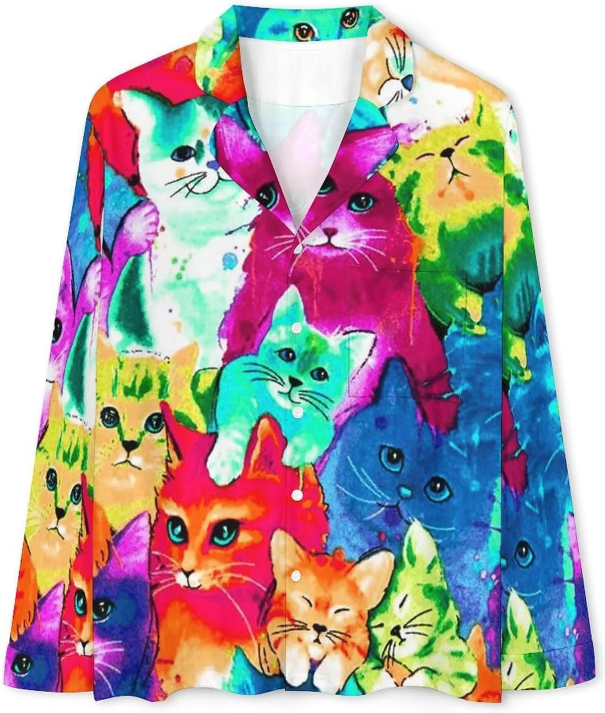 Womens Button Down Pajamas, Long Sleeve Pajama Top and Pajama Pants