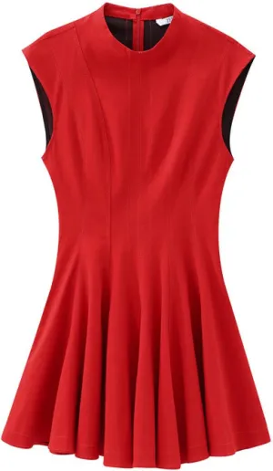 Women's Casual Sleeveless Mini Sundress Summer Ruffle Hem Bodycon Dress Trendy Crewneck Pleated Short Tank Dresses