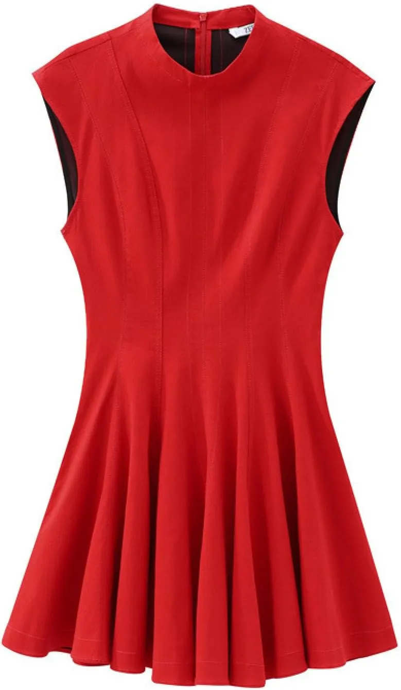 Women's Casual Sleeveless Mini Sundress Summer Ruffle Hem Bodycon Dress Trendy Crewneck Pleated Short Tank Dresses
