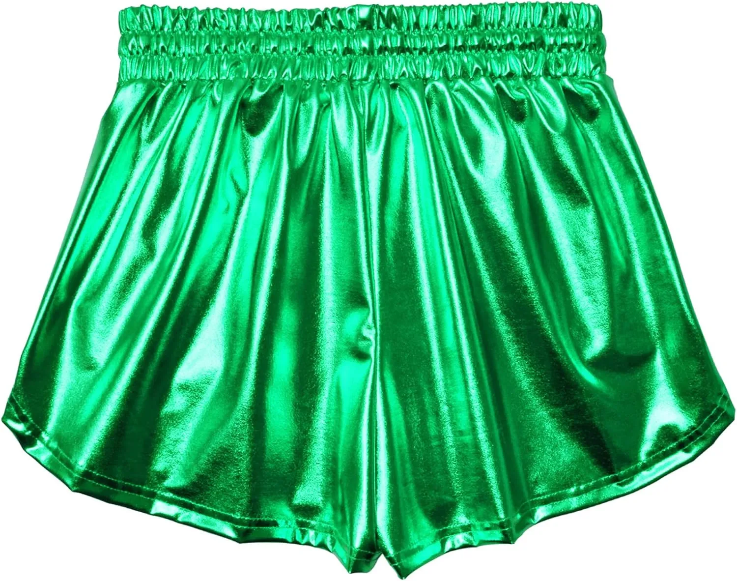 Women's Metallic Shorts Yoga Shiny Sparkly Hot Drawstring Outfit Short Pants