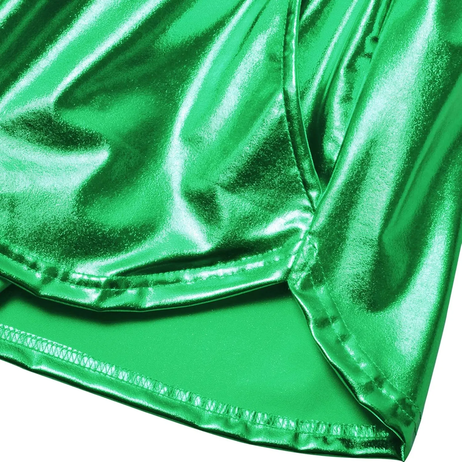 Women's Metallic Shorts Yoga Shiny Sparkly Hot Drawstring Outfit Short Pants