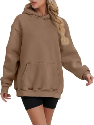 Womens Oversized Hooded Sweatshirt Fleece Long Sleeve Hoodies Comfy Pullover Top Fall Outfits Teen Preppy Clothes