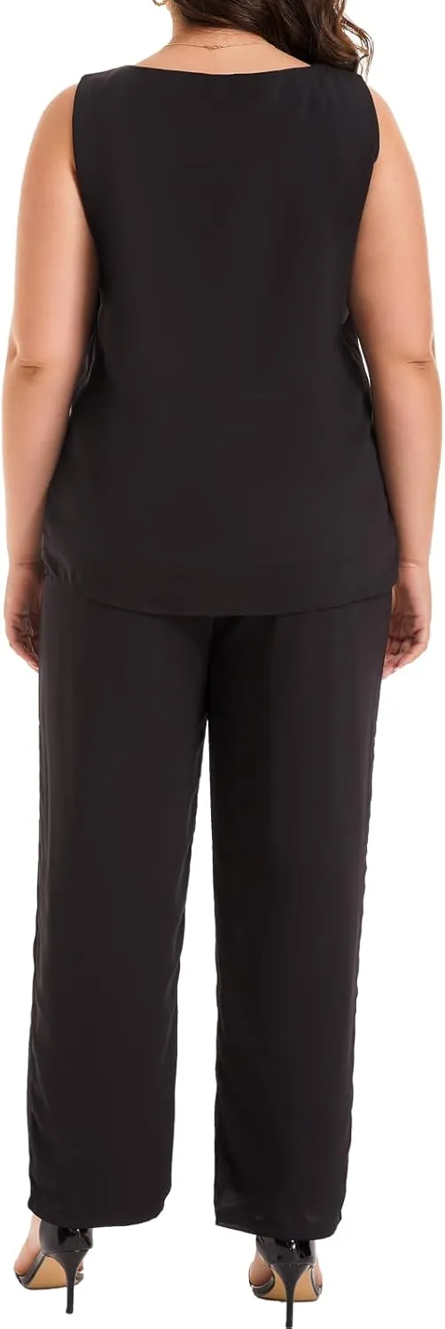 Women's Plus Size Wedding Pant Suits for Mother of The Groom Bride Evening Formal 3 Piece Set Party Outfit