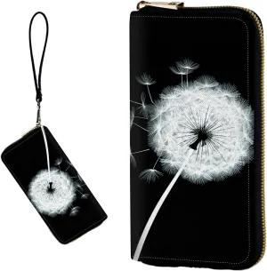 Women's RFID Blocking Wallet PU Leather Slim Bifold Wristlet Clutch with Large Capacity,16 Card Slots & Zipper Coin Purse Pocket Ladies Travel Purse Wristlet,Dandelion