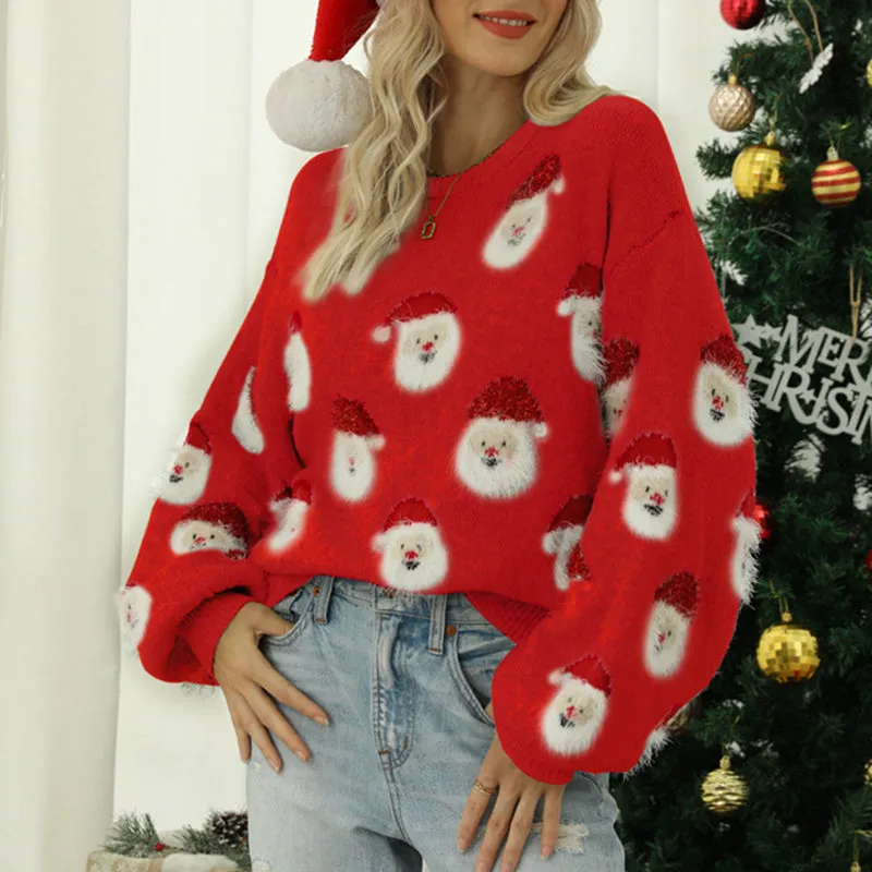Women's santa pattern cute Christmas sweater