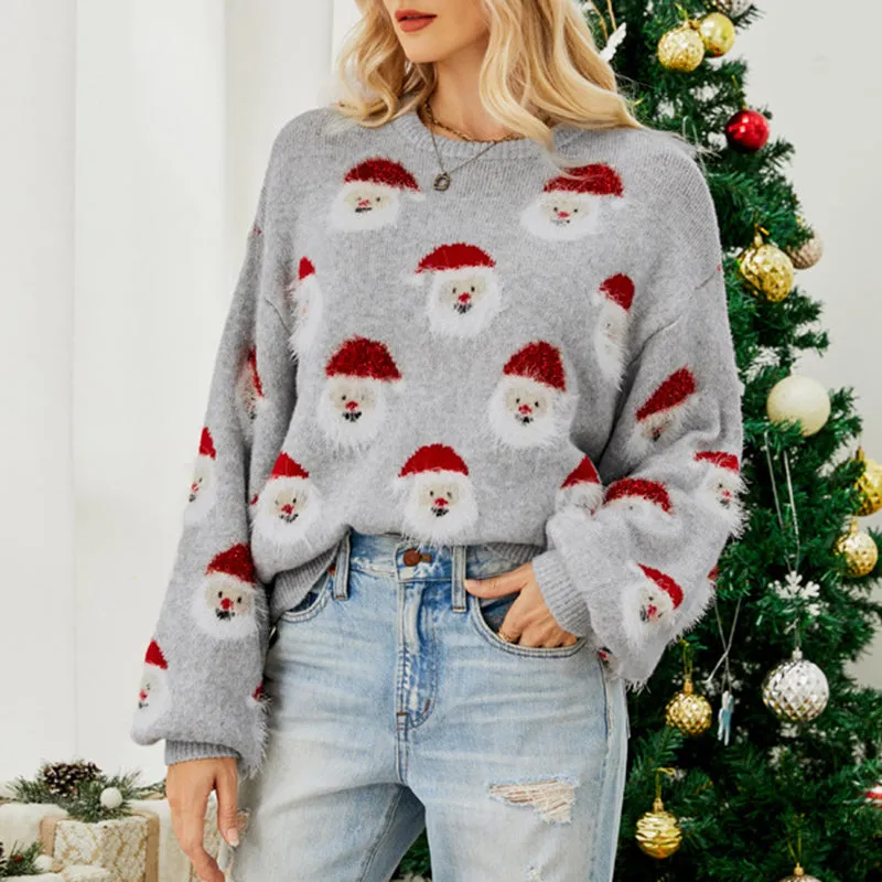 Women's santa pattern cute Christmas sweater