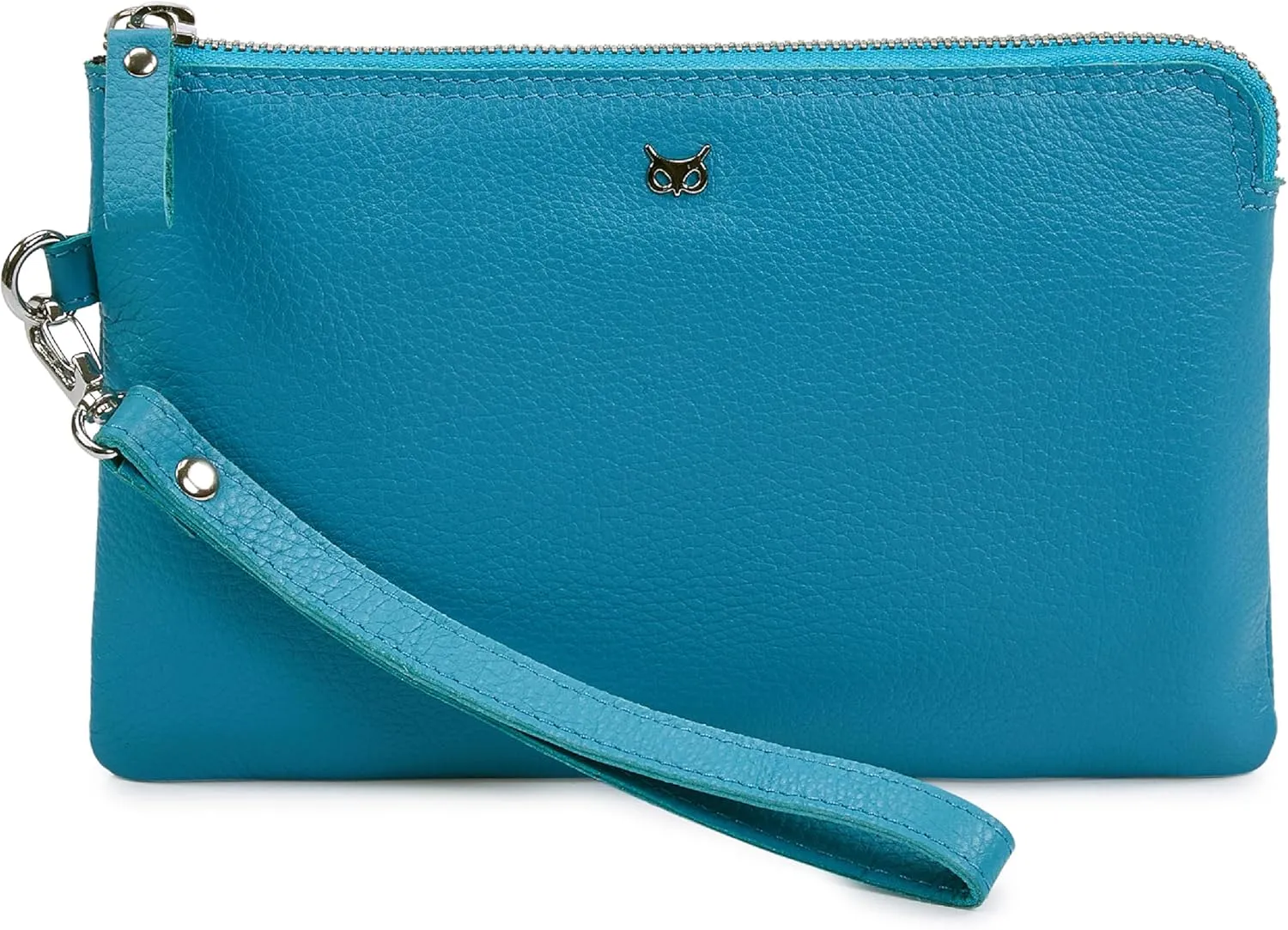 Wristlet Wallet for Women Real Leather Purse & Clutch for Mobile Keys Coins with Credit Card Slots in Gift Box (Air Blue Nappa)