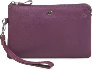 Wristlet Wallet for Women Real Leather Purse & Clutch for Mobile Keys Coins with Credit Card Slots in Gift Box (Amethyst Nappa)