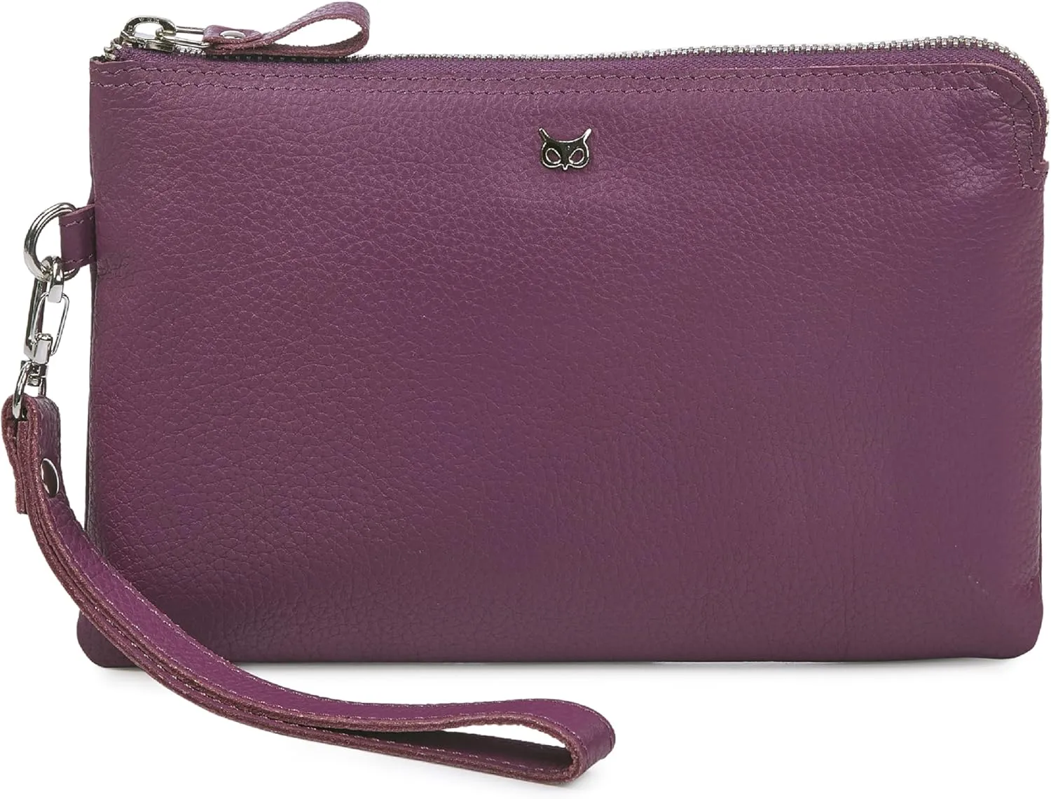 Wristlet Wallet for Women Real Leather Purse & Clutch for Mobile Keys Coins with Credit Card Slots in Gift Box (Amethyst Nappa)