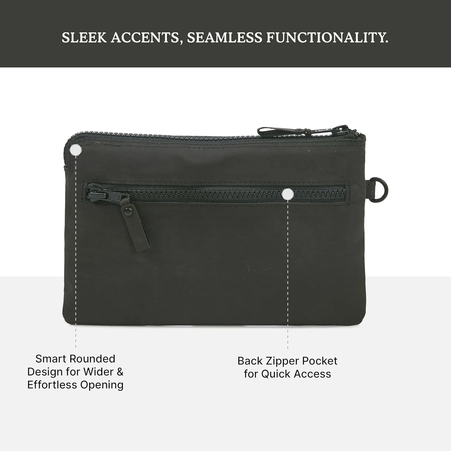 Wristlet Wallet for Women Real Leather Purse & Clutch for Mobile Keys Coins with Credit Card Slots in Gift Box (Black Crazy Horse)