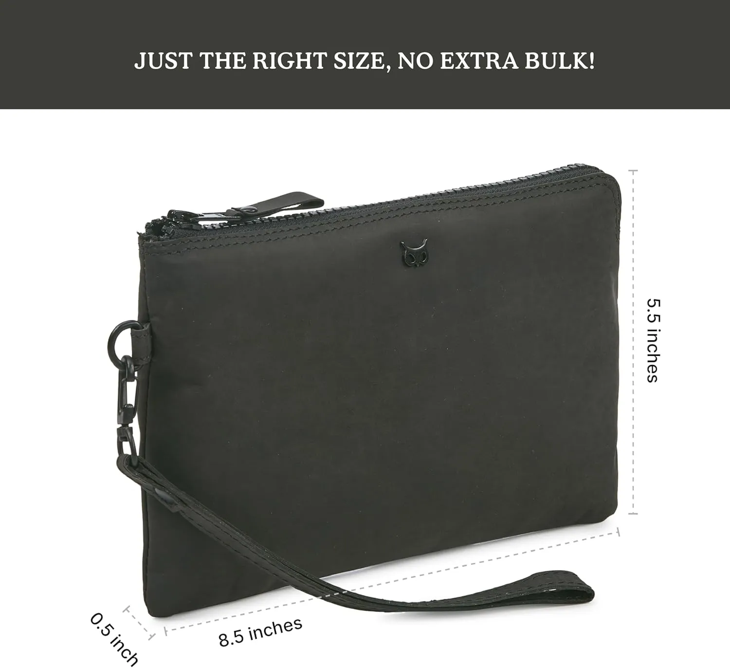 Wristlet Wallet for Women Real Leather Purse & Clutch for Mobile Keys Coins with Credit Card Slots in Gift Box (Black Crazy Horse)