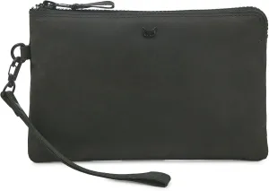 Wristlet Wallet for Women Real Leather Purse & Clutch for Mobile Keys Coins with Credit Card Slots in Gift Box (Black Crazy Horse)