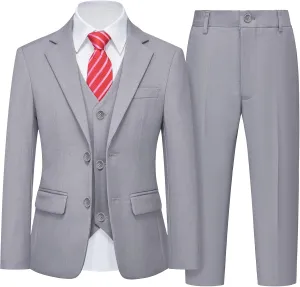YND Boys Formal Slim Fit, 5-Piece Suits for Kids, Jacket Vest Pants Shirt and Tie for Wedding Prom