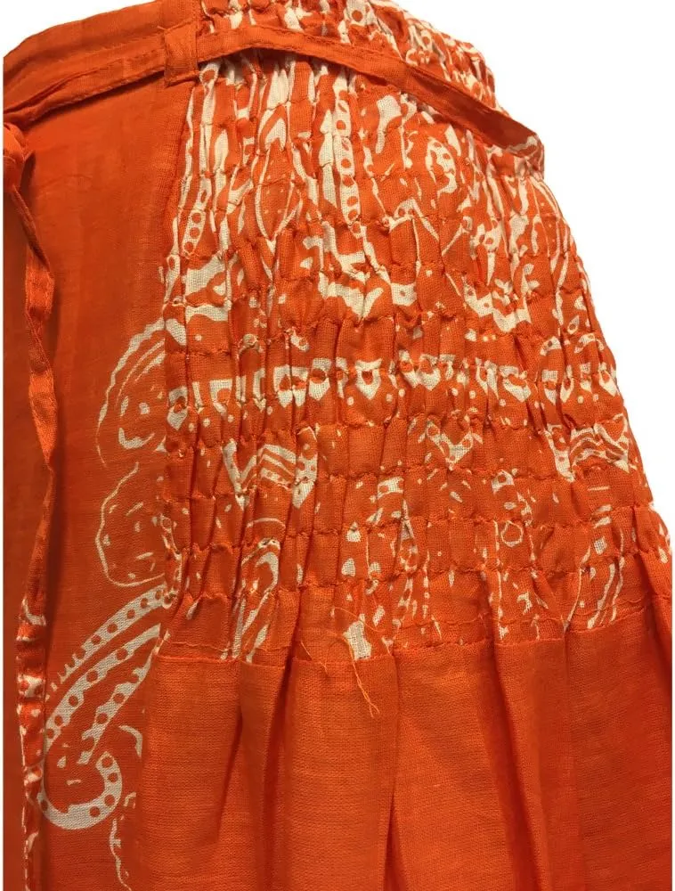 Yoga Trendz Bohemian Indian Cotton Paisley Smocked Waist Flared Palazzo Pants