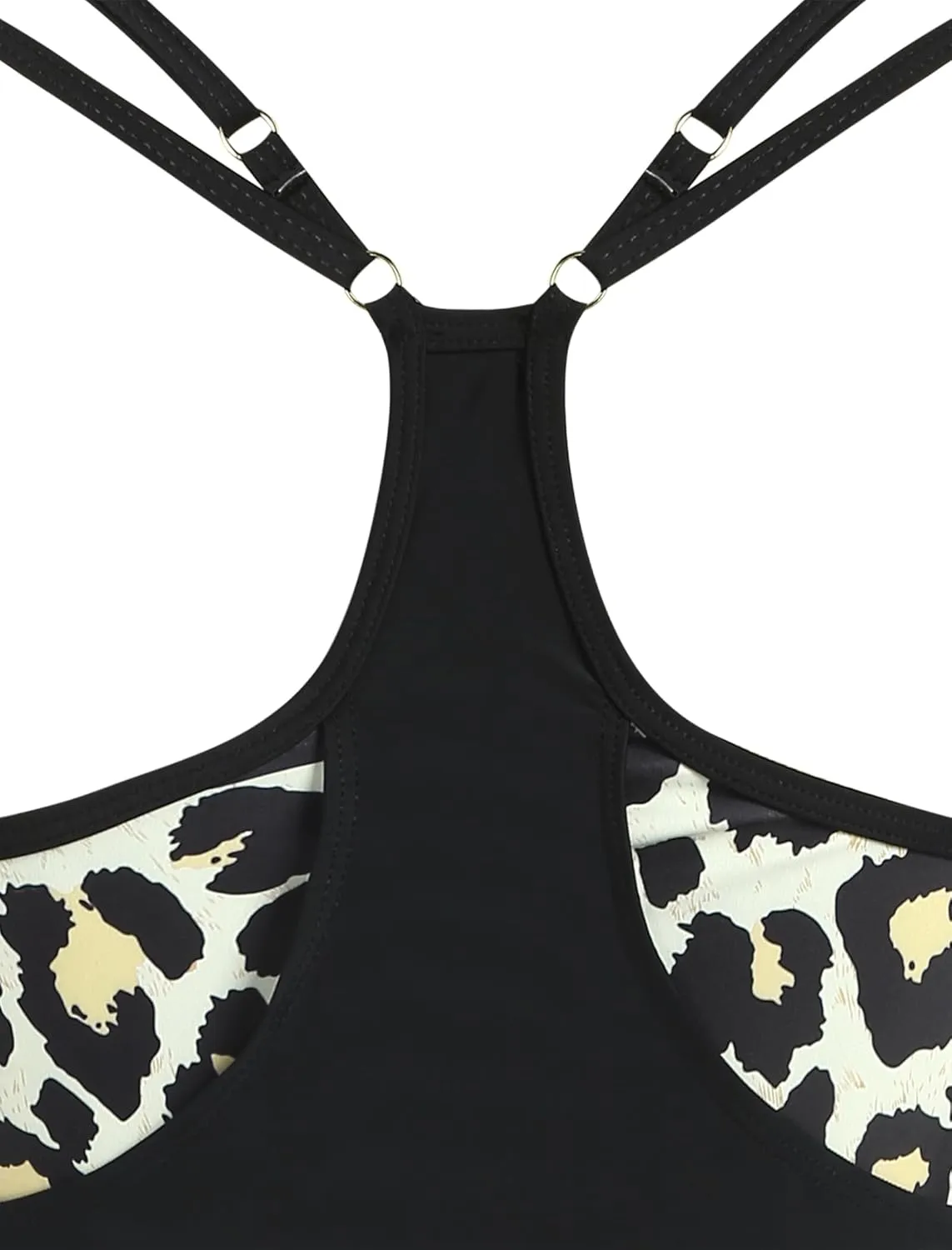 ZAFUL Two Piece Tankini Swimsuit for Women High Waisted Tummy Control Bathing Suit Double Up Tankini Set